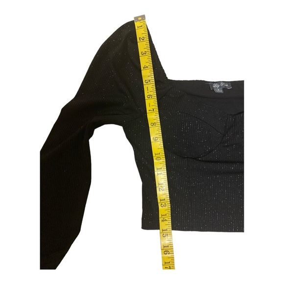 Lily Rose Black Sparkle Long Sleeve Bustier Crop Top Size Small - Picture 8 of 9